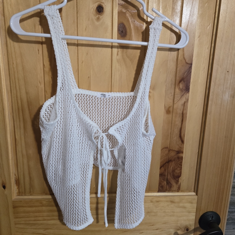 NWT Ardene Tie Front Crochet Tank Top Size L